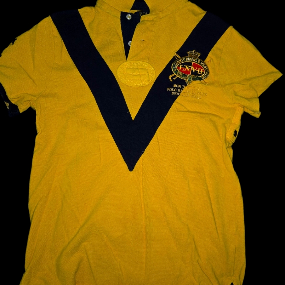 Polo by Ralph Lauren Yellow and Blue V-Pattern Polo Shirt
